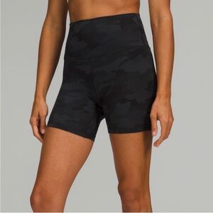 lululemon Black Camo High-Rise Bike Shorts